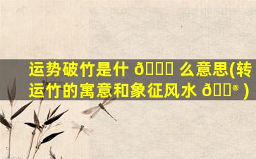 运势破竹是什 🐘 么意思(转运竹的寓意和象征风水 💮 )